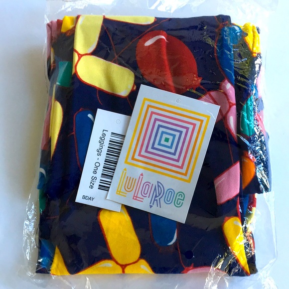 ❤️3/$25 OS 4th Birthday Balloon Leggings limited edition Party Holiday Celebrate - Picture 4 of 4